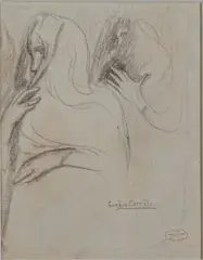 Femmes aux visages voilés by Eugène Carrière, Crayon noir, sold Jun 2024