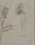 Femmes aux visages voilés by Eugène Carrière, Crayon noir, sold Jun 2024