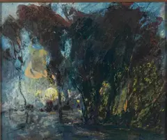 Crépuscule sur les grands arbres by François Cachoud, Pastel, gouache et fusain, sold Jun 2024