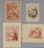 Bergère assise Femme en manteau assise. Baigneuse Bergère. D'après F.Boucher, C.N.Cochin by Gilles Demarteau, Gravure à la manière de crayon imprimée en sanguine, sold Feb 2023