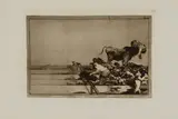 Desgracias acaecidas planche 21 de LaTauromaquia by Francisco Goya, Eau-forte, aquatinte, pointe sèche et burin sur papier vergé (fragment de filigrane Arches, sold Feb 2023