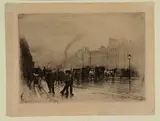 Matinée d'hiver sur les quais by Félix Buhot, Eau-forte, pointe sèche, aquatinte sur vélin mince, sold Feb 2023