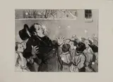 Un surveillant obligé de fermer l'oeil, planche 5 de la série Professeurs et Moutards. 1845 by Honoré Daumier, Lithographie sur vélin blanc, très belle et fort rare épreuve avant la lettre, sold Feb 2023