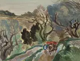 Marchand de fleurs sur la route de Saint-Paul by André Planson, 1947, Mine de plomb, aquarelle et gouache sur papier, sold Feb 2023