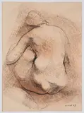 Nu féminin assis de dos by Georges Oudot, 1969, Encre et sanguine sur papier, sold Feb 2023