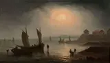 Bateaux au clair de lune by Théodore Gudin, Panneau d'acajou, une planche, sold May 2019