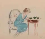 L'heure du thé by Georges d'Espagnat, Aquarelle sur papier signée en bas à droite, sold May 2019