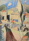 Voilier dans le port by Marc-Aurèle Fortin, Aquarelle, sold Mar 2022