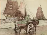 Charrette au bord de mer, Gaspésie by Marc-Aurèle Fortin, Aquarelle, sold Mar 2022