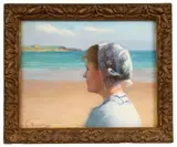 Jeune bretonne en bord de mer by Louis Muraton, Pastel sur toile, sold Jul 2025