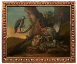 Perroquet, fusil et gibier by Nicolas Henry Jeaurat de Berty, Toile, sold Dec 2017