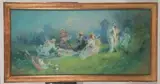 Déjeuner sur l'herbe by Jules Chéret, Pastel sur papier marouflé sur toile, sold Dec 2017