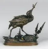 Bécasse attrapant un vers by Paul Edouard Delabrierre, Epreuve en bronze à patine brun nuancé, sold Jul 2014