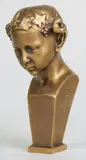 Buste de jeune fille by Eugène D. Piron, Epreuve en bronze à patine dorée signée «Eug Piron», sold Jul 2014
