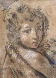 Saint Jean-Baptiste enfant by Giovanni Antonio Burrini, Pierre noire, sanguine et craie, sold May 2014