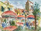 La place du Tertre à Montmartre by Roland Dubuc, Aquarelle signée en bas à gauche, sold May 2014