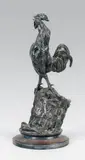 Coq chantant sur un panier by Auguste-Nicolas Cain, Epreuve en bronze à patine argentée, sold May 2014