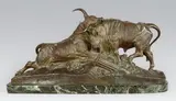 Le combat de taureaux by Auguste Clésinger, Epreuve en bronze à patine brun nuancé, sold May 2014