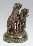 Chiens limiers assis by Emmanuel Frémiet, Epreuve en bronze à patine brun nuancé, sold May 2014