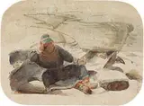Femme Laponne by François-Auguste Biard, Aquarelle, sold Apr 2014