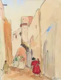 Ruelle animée à Ghardaïa by Maurice Bouviolle, 1941, Aquarelle et crayon signé, sold Apr 2014