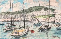 Port d'Alger by Maurice Bouviolle, Aquarelle signée et située en bas à droite, sold Apr 2014