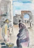 Les vendeurs de rue à Tanger by Albert Lepreux, 1921, Gouache signée, sold Apr 2014