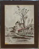 Eglise by André Dunoyer de Segonzac, Aquarelle et lavis d'encre, sold Jun 2025