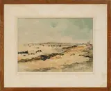 La grève à marée basse Ouistreham by Fernand Herbo, Aquarelle, sold Jun 2025