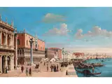 Venedig, Blick vom Markusbecken auf die Riva Degli Schiavoni by Franz van den Hove, oil on canvas, sold Jun 2024