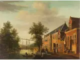 Blick auf Einen Holländischen Kanal by Jan van der Heyden, oil on panel, sold Mar 2024