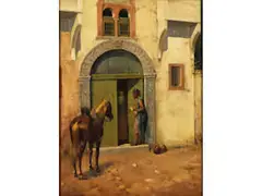 Der Bote by Alberto Pasini, oil on panel, offered Jun 2024