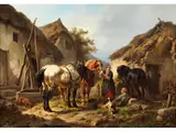 Das Tränken der Pferde by Wouterus Verschuur d. Ä., oil on panel, offered Jun 2024