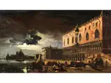 Venedig, Nächtliche Ansicht by Jules-Romain Joyant, oil on panel, sold Sep 2025