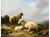 Sommerliche Landschaft mit Schafsfamilie by Eugène Verboeckhoven, oil on panel, offered Sep 2025