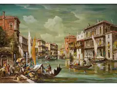 Vedute mit dem Canal Grande by Eugenio Bonivento, oil on canvas, sold Sep 2024