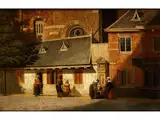 Häuserzeile vor Einem Kirchengebäude by Cornelis Springer, oil on canvas, offered Dec 2016