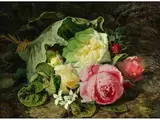 Stillleben mit Rosen by Simon Saint-Jean, oil on panel, offered Mar 2025