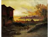 Blick auf Konstantinopel bei Sonnenuntergang by François Léon Prieur-Bardin, 1870 - 1939, oil on canvas, sold Apr 2016