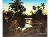 Orientalischer Wasserlauf mit Mühle und Weissen Ochsen by Edouard Frederic Wilhelm Richter, oil on canvas, offered Mar 2025