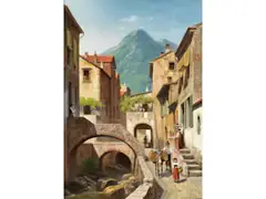 Blick auf die via Monte Rosfo, am Rande des Mittelmeers by Jacques Carabain, oil on canvas, offered Mar 2025