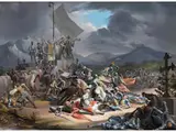 Religionskrieg mit Zahlreichen Soldaten und Einem Priester by Jean Victor Schnetz, oil on canvas, sold Mar 2025