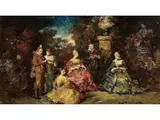 Elegante Gesellschaft in Einem Park by Adolphe Joseph Thomas Monticelli, oil on panel, offered Jun 2026