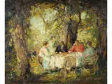 Nachmittagskaffee im Garten by Otto Pippel, 1878 Lódz – 1960 Planegg bei München, oil on board, sold Mar 2025