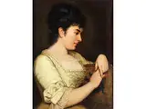Portrait Einer Jungen Frau by R. F. Peckham, oil on canvas, offered Mar 2024