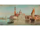 Venedig, Malerischer Blick auf die Chiesa di san Giorgio by Antonietta Brandeis, oil on panel, offered Jul 2020