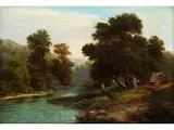 Flusslandschaft mit Angler by Johann Wilhelm Schirmer, oil on canvas, offered Jun 2016