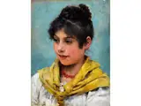 Portrait Eines Italienischen Mädchens by Eugen von Blaas, oil on panel, sold Jun 2023