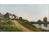 Sommerliche Uferszene by Charles-François Daubigny, oil on panel, sold Dec 2023