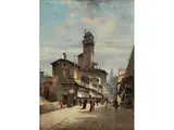 Auf dem Ponte Vecchio in Florenz by Charles Kuwasseg, oil on canvas, offered Mar 2019